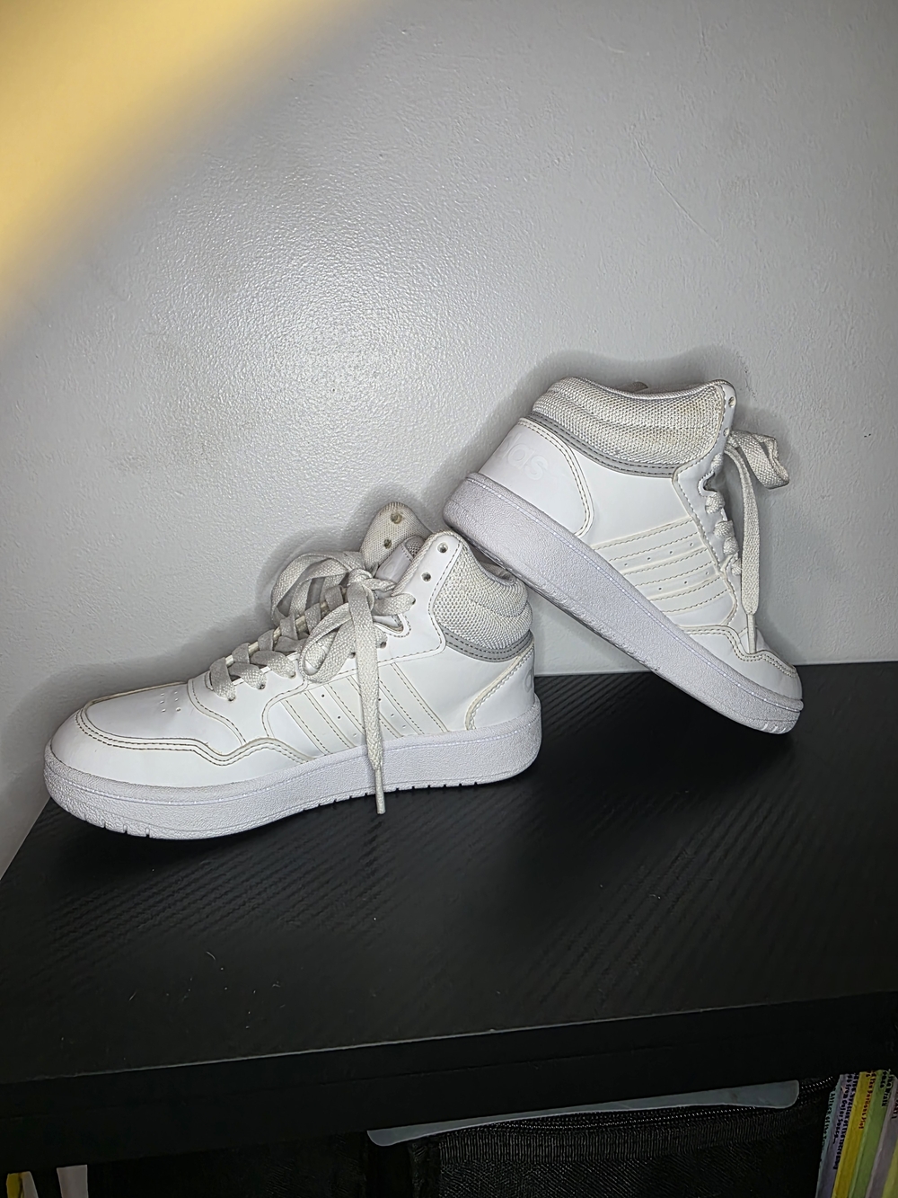 adidas White High-Top Lace Sneakers